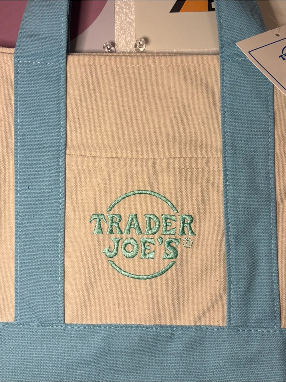 Trader Joe’s Pastel Blue Canvas Mini Tote - Picture 2 of 6